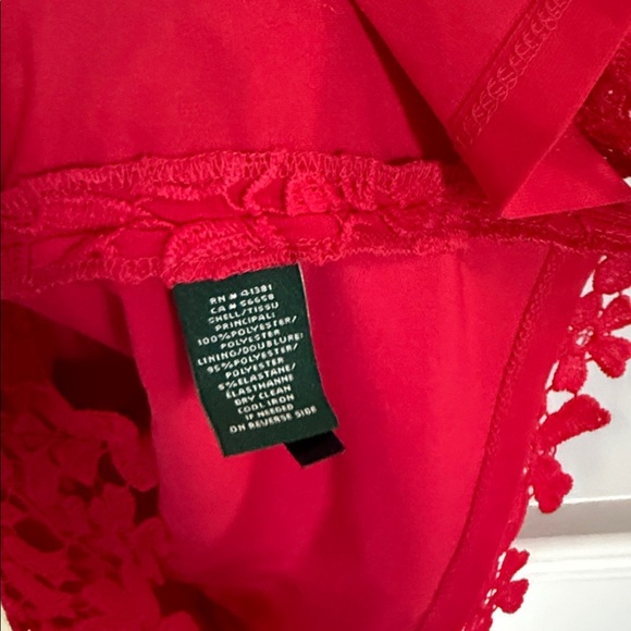 Lauren R.L.L Women's Red 100% Polyester Floral Lace Sheath Dress 10 - Picture 4 of 5